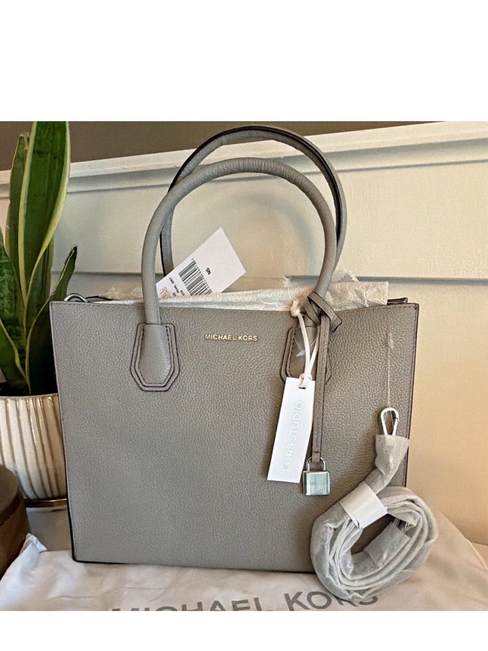 Michael Kors Gray Large Leather Tote